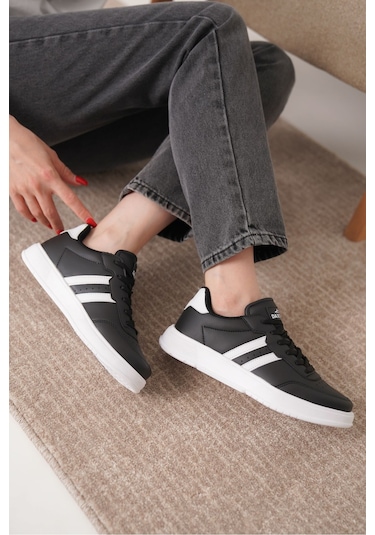 Daxors D163 Günlük Ortopedik Kadın Sneaker Spor Ayakkabı Siyah-beyaz