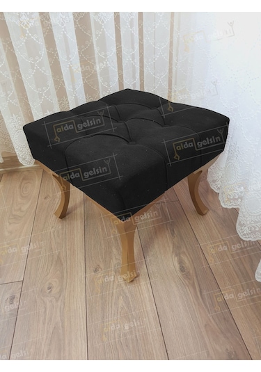 Kapitoneli Makyaj Pufu Ayak Ucu Puf Gold Ayak 45 45 Siyah