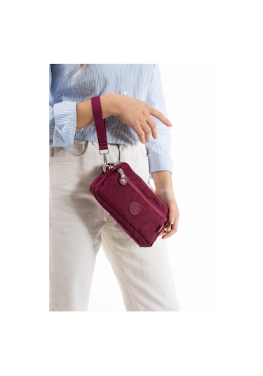 Klinkır Kumaş Mini Çapraz Askılı Kadın Çanta Yağmur Geçirmez El Askılı Çanta 20 10 Cm Mega Bag Fuşya