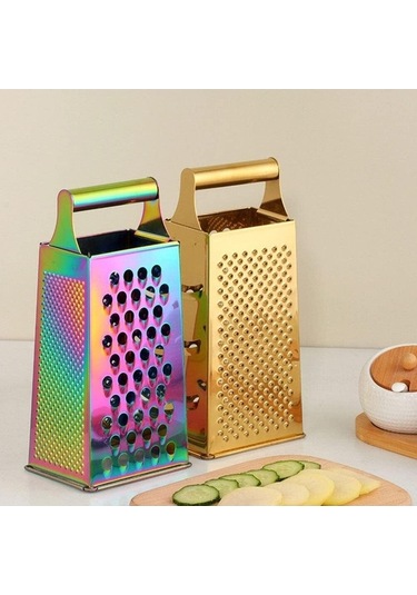 Createtech 4 Taraflı Mutfak Grater - Paslanmaz Çelik Sebze Dilimleyici - Rastgele Renk Rastgele Renk