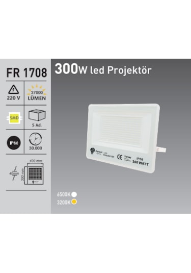 Forest 300w Led Projektör- 27000 Lümen- Beyaz Işık