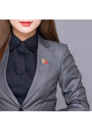 Türk Bayraklı Yaka Rozeti Şık Kutulu