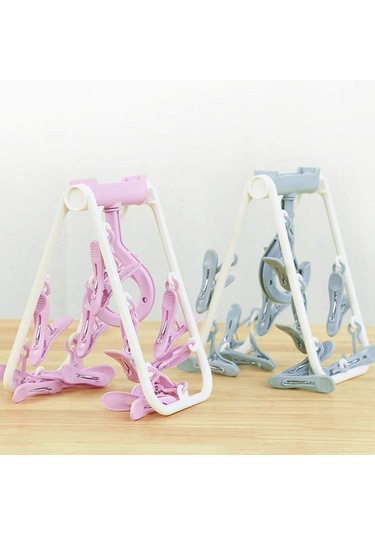 2'li Çamaşır Kurutma Makinesi İçin Askılı Giysi Askıları, Katlanabilir Çorap Ve İç Çamaşırı Askıları - Nordic Blue Ve Pink B Diğer