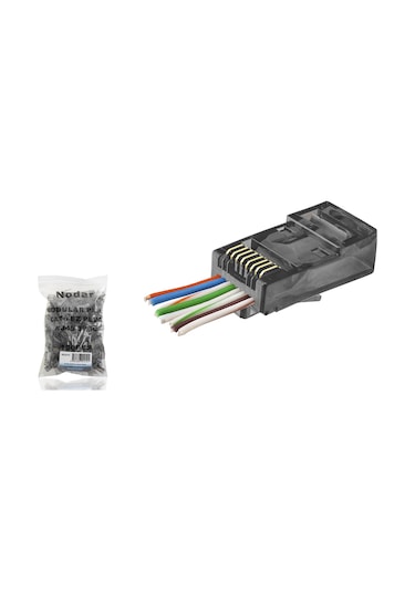 Cat6 Ez Rj45 Konnektör - 100 Adet Siyah / Ekonomik Poşet Paket Nd2410