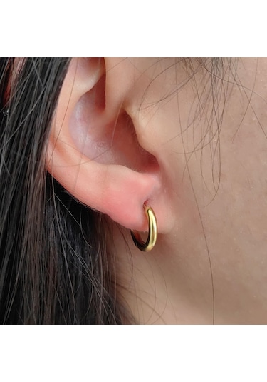 Chavin Çelik 10 MM Gold Küçük Unisex Halka Küpe Et96sr Altın