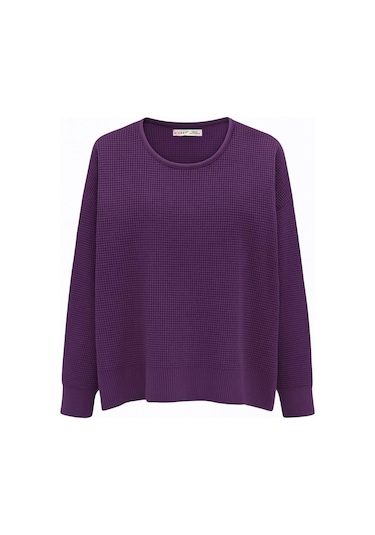 6183 Kadın Nopeli Oversize Triko İnce Kazak Mor Mor