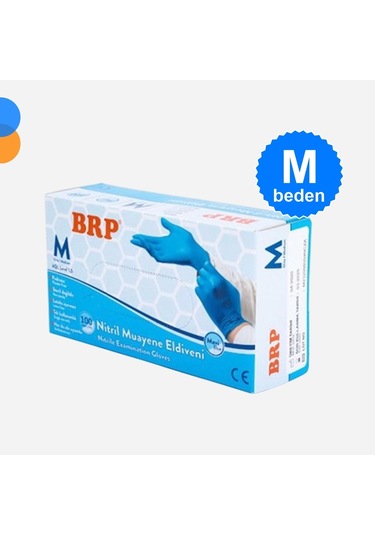 Mavi Muayene Nitril Eldiven Pudrasız Medium M 100'lü Kutu