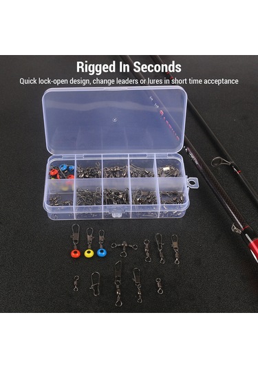 Shineyee 115 Parça Balıkçılık Döner Bağlantı Seti - Tüm Balık Türleri İçin Yüksek Performanslı, Taşınabilir Kutu