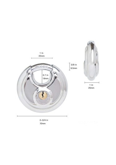 Folinda Stainless Steel Disk Kilitleri - 4 Adet, 70mm X 20mm, Çelik Korumalı Kanca, İç/önarıcı Kullanım, 8 Anahtar
