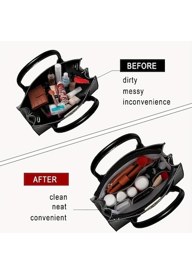 Fochsia S Gri Çok Cepli Dayanıklı Kadın Çantası Organizer İç Düzenleyici Saklama Torbası Ahşap