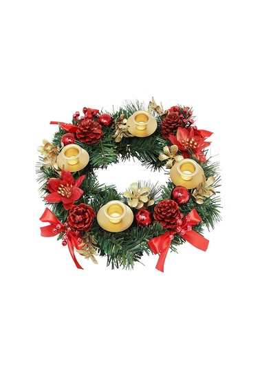 H47436-2 Noel Advent Çelengi 12 Inç Advent Mumluk Halkası Yapay