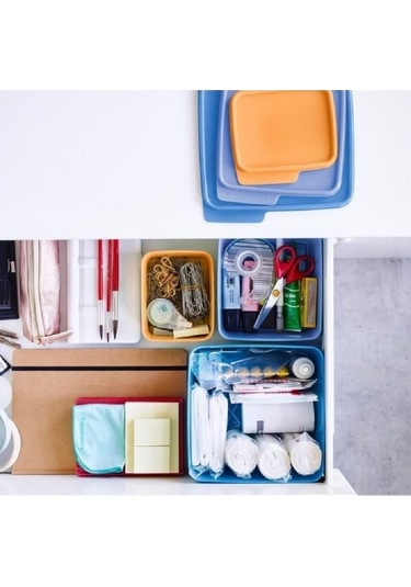 Tupperware Kare Saklama Kabı 4’Lü Çok Amaçlı Kutu Renkli Çok Renkli