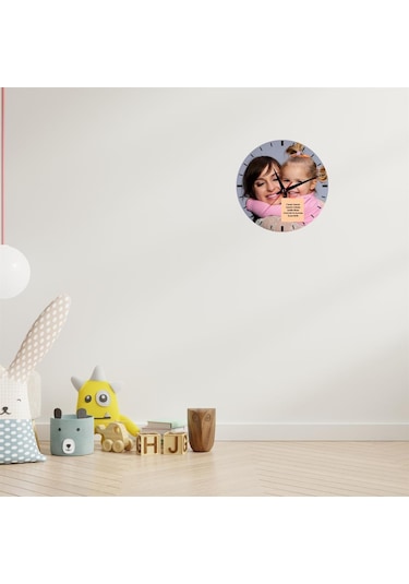 Anneye Hediye Resim Ve Mesajlı Duvar Saati 29121 Çok Renkli