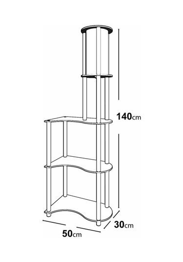 Ravilo Estilo Dekoratif Raflı Lambader Siyah Siyah