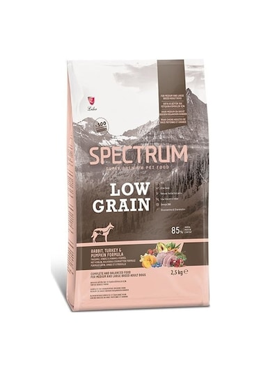 Spectrum Düşük Tahıllı Tavşanlı Hindili ve Balkabaklı Orta Büyük Irk Yetişkin Köpek Maması 2500 G