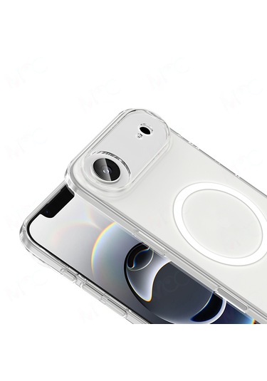 IPhone Uyumlu 17 Air Kılıf M-safe Şarj Özellikli Şeffaf Kamera Çerçeveli Pürüzsüz Kapak