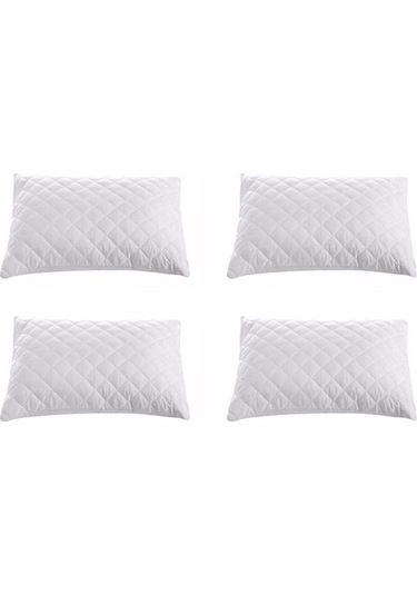 4'Lı Kapitoneli Yastık Koruyucu %100 Pamuk Fermuarlı Kapitone