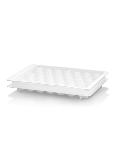 Pratik 33'lü Küre Misket Buz Kalıbı Kapaklı 33 Hazneli Yuvarlak Beyaz