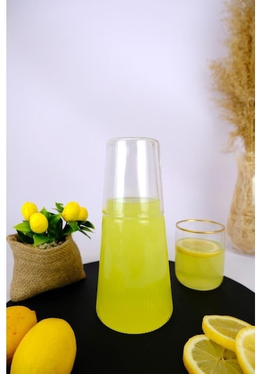 Digithome Cam Kapaklı Başucu Su Ve Meşrubat Sürahisi Karaf Şişe 800 Ml 04146 C1-1-154