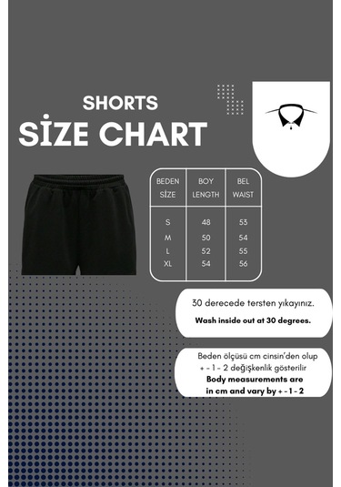 Siyah Kısa Düz Renk Baskısız Şort - Penye Baskısız Kordonlu Siyah