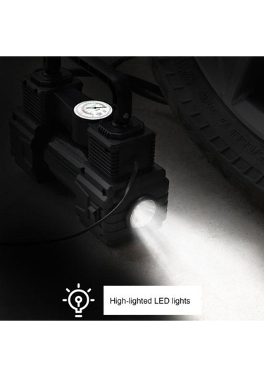 Novahub 12v Hızlı Şarjlı Taşınabilir Lastik Kompresörü, Acil Durum Led Işık, Dijital Ekranlı Hava Pompası