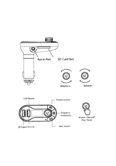 Uzaktan Kumandalı Bluetooth Tacking Handsfree Araç Kiti Fm Verici Akıllı Telefonlar İçin 2.1a Çift Araç Şarj Cihazı