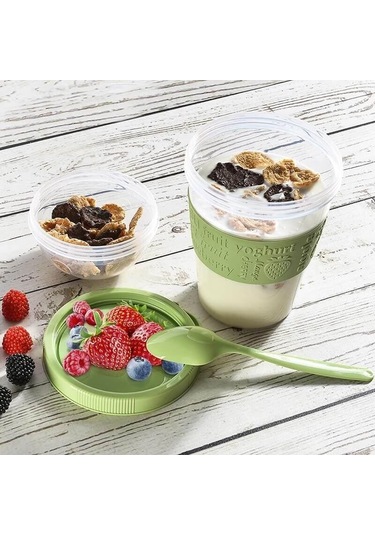 600 Ml Take'N Go Hazneli Kaşıklı Yoğurt Kabı