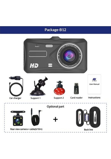 Createtech Araba Hd 1080p Dash Kamera, Dokunmatik Gece Görüş, Kamera Araba Dvr Only Kullanıcı Yönlendirmeli Dashcam-b12