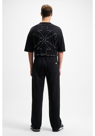 Grımelange DOTTI Beli Lastikli Kordonlu Yanları Cepli Relaxed Fit Erkek Eşofman Altı - Siyah