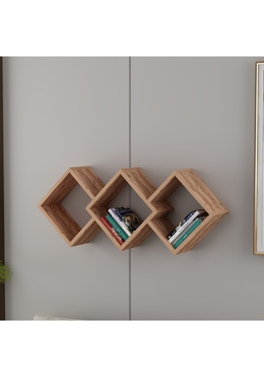 Galaxy Duvar Rafı Ahşap Siyah - Atlantik Çam Atlantik Çam