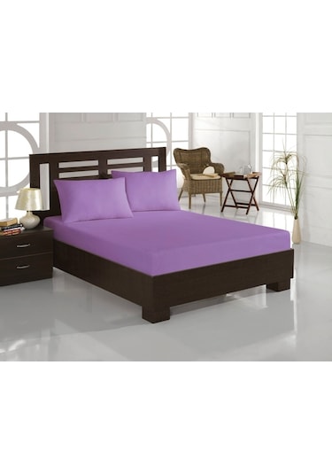 Çift Kişilik Penye Kumaş Lastikli Çarşaf Takımı Lila