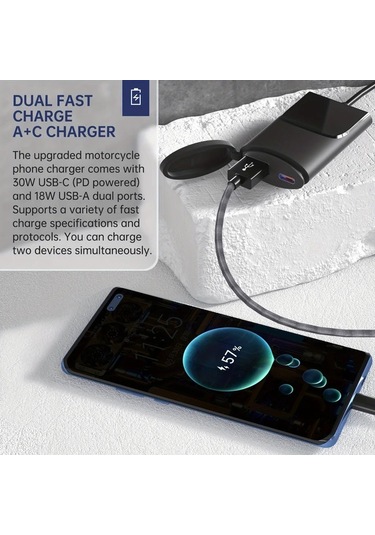 Honeybeeshop 12v Tip C Usb Hızlı Şarj Cihazı Pd Qc3 Evrensel Motosiklet Araba Telefon Şarj Aleti App Huawei Uyumlu