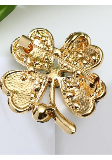 Queen Fair "dört Yapraklı Yonca" Strassli Broş" 170211150 Yeşil