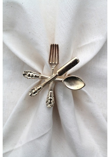 12 Adet Dekoratif Gold Food Style Peçete Halkası - Napkin Ring