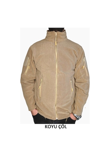 Lıghtınghm Erkek Haki Askeri Taktik Fermuarlı Polar Mont Ceket