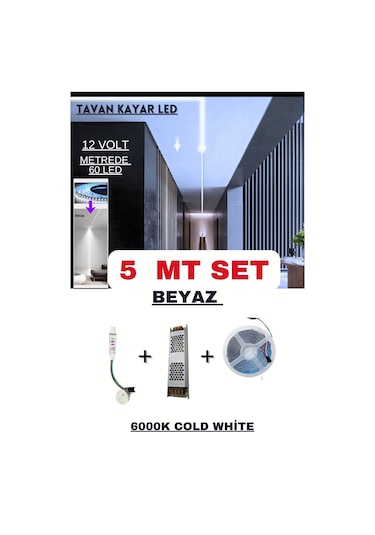 Tavan Akışkan Piksel Kayar Led Sistemi 12 Volt Kit / 5 Metre /6000k Beyaz
