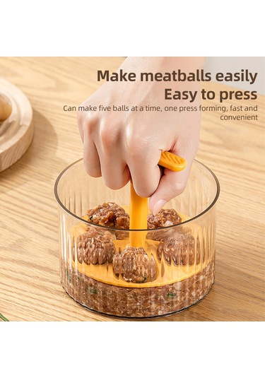 Youmex Ev İçi El Pressli Beş Delikli肉丸oluşturucu, Şeffaf多功能kapaçklı, Manuel Hamur Sıkma, Topak Şekillendirici, Kızartma/halka Pişirme, Karides/balık Çorbası模子, Turuncu Turuncu
