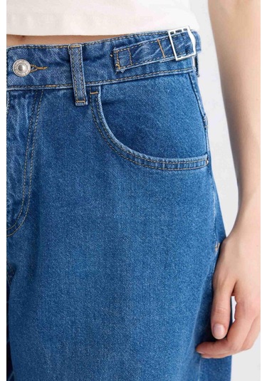 DeFacto Baggy Fit Yüksek Bel Uzun Jean Yıkamalı Pantolon E2156AX24WNNM34