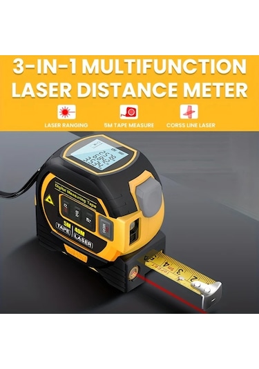 Elmpaly Mıgprc Yüksek Hassasiyetli Lazerli Ölçüm Cihazi Ve 5m Mezura 60m Lazer Mesafe Ölçer Alkalin Pil İle Çalisir Su Geçirmez Degil