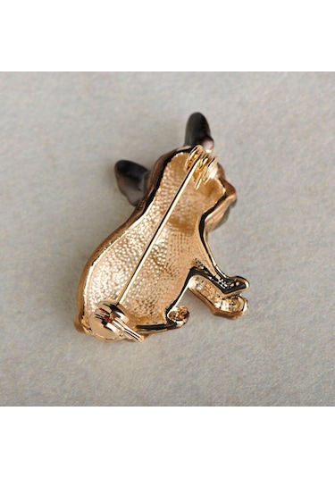 Kahverengi Blucome Sevimli Pug Köpek Broş Yeşil Gözler Hayvan Korsaj Pimleri Çocuk Kız Gömlek Ceket Klipleri Broş Elbise Aksesuarları Takı Kahverengi