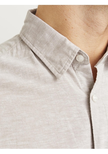 Jack & Jones Slim Kalip Keten Karışımlı Gömlek - 12268964 Crockery