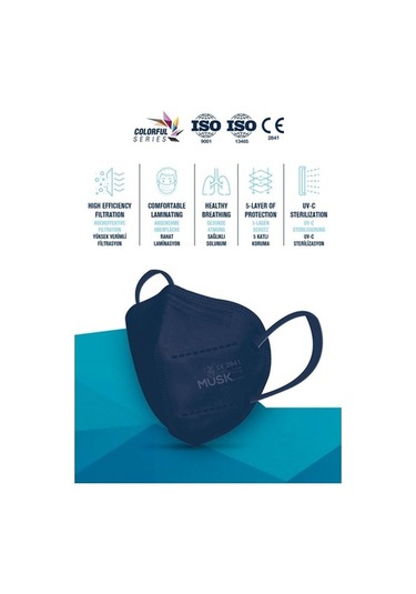 Musk Ffp2/N95 Maske Siyah Renk 50 Adet