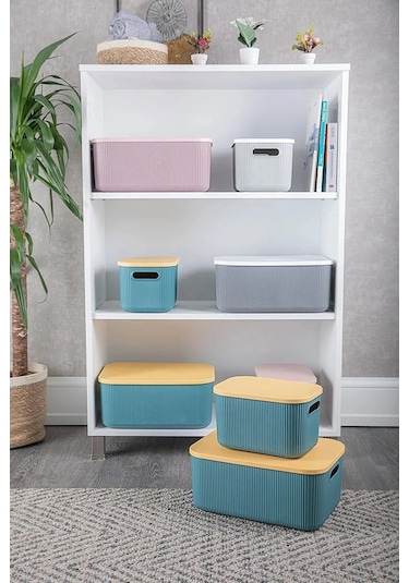 Bayev 2 Adet 21 Lt Storage 1 Adet Yeşil Ve 1 Adet Gri Çok Amaçlı Dolap Içi Düzenleyici Kutu Mavi