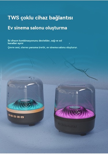Ev Kablosuz Cam Rgb Aydınlatmalı Bluetooth Subwoofer Hoparlör