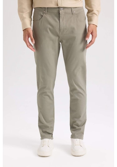 DeFacto Yazlık Gabardin Chino Kanvas Pantolon Slim Fit Dar Kesim Dar Paça Cepli B2089AX25SPKH454