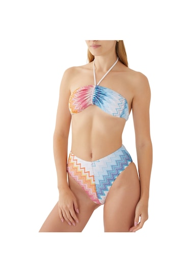 Missoni Chevron Desenli Bandeau Bikini Seti Çok Renkli Mavi
