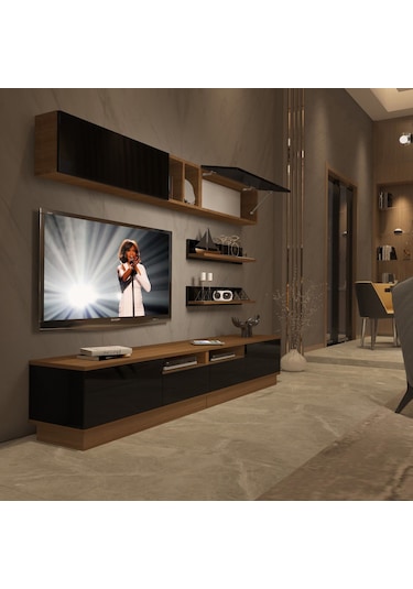 Decoraktiv Trendstyle 5220s Slm Tv Ünitesi Tv Sehpası Ceviz - Siyah
