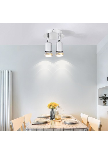 Vkemall İç Mekan İçin Açısını Ayarlayabilir 2 Kafa Gu10 Tavan Spot Lambası 85-265v Geniş Voltaj, Ampul Yok Şeffaf