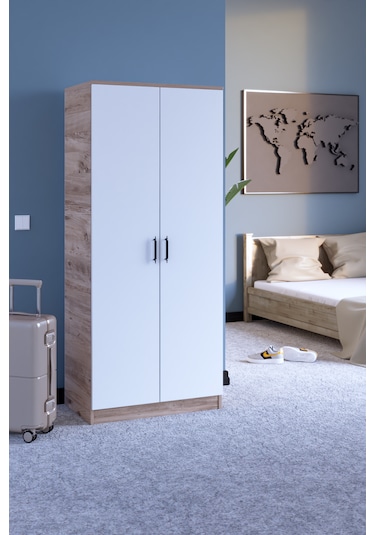 Abete-2 Kapılı Geniş Atlantik Çam/beyaz Gardırop