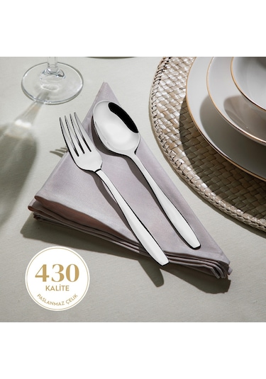 Nehir Sahra Sade 60 Parça Çatal Kaşık Bıçak Takımı Gümüş